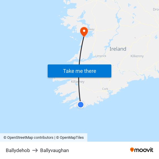 Ballydehob to Ballyvaughan map