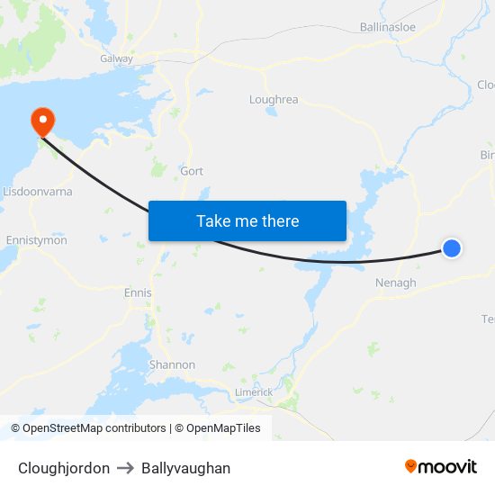 Cloughjordon to Ballyvaughan map