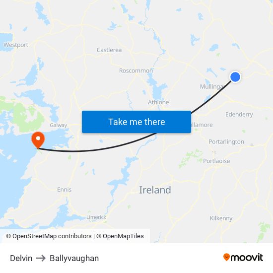 Delvin to Ballyvaughan map