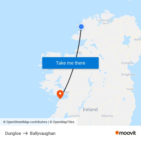 Dungloe to Ballyvaughan map