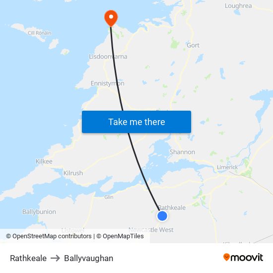 Rathkeale to Ballyvaughan map