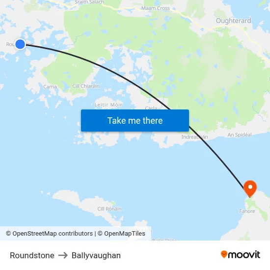 Roundstone to Ballyvaughan map