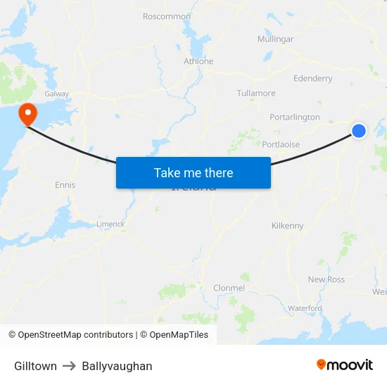 Gilltown to Ballyvaughan map