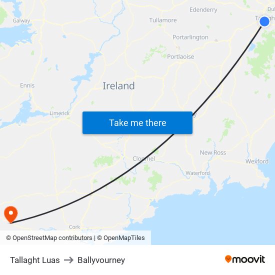 Tallaght Luas to Ballyvourney map