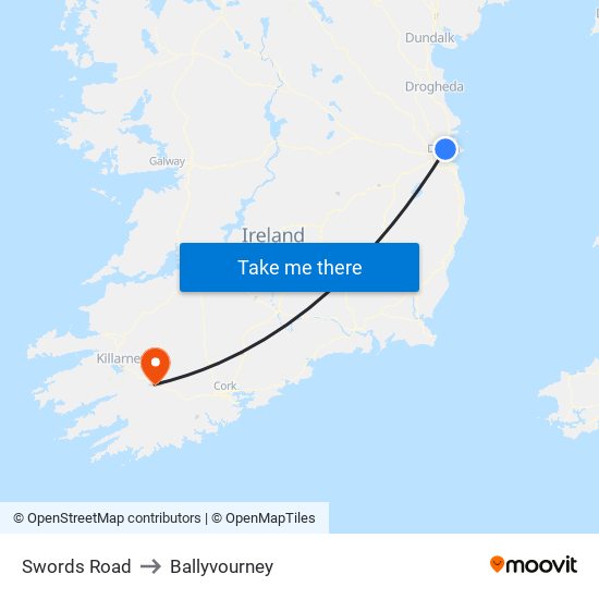 Swords Road to Ballyvourney map