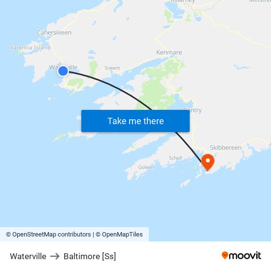 Waterville to Baltimore [Ss] map