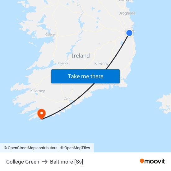 College Green to Baltimore [Ss] map