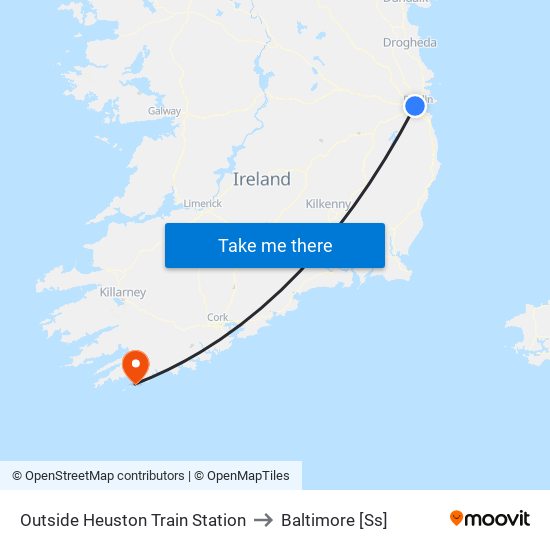 Outside Heuston Train Station to Baltimore [Ss] map