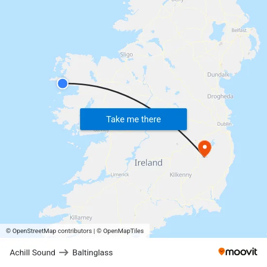 Achill Sound to Baltinglass map