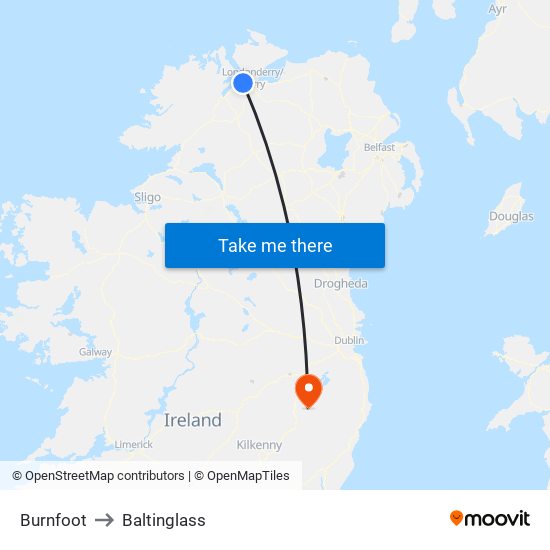 Burnfoot to Baltinglass map