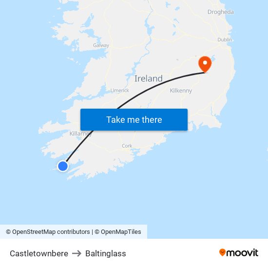 Castletownbere to Baltinglass map