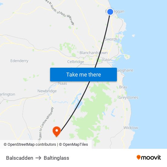 Balscadden to Baltinglass map