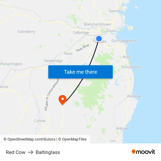 Red Cow to Baltinglass map