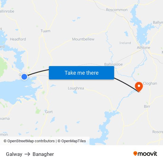 Galway to Banagher map