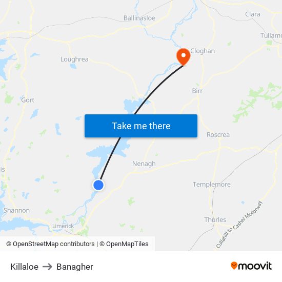 Killaloe to Banagher map