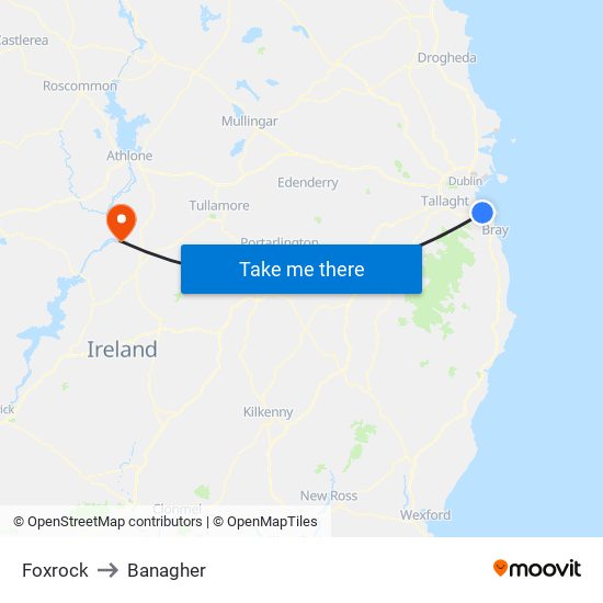 Foxrock to Banagher map