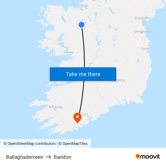 Ballaghaderreen to Bandon map