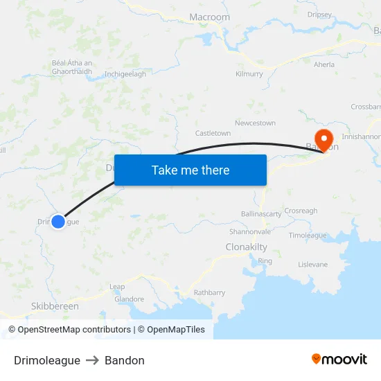 Drimoleague to Bandon map
