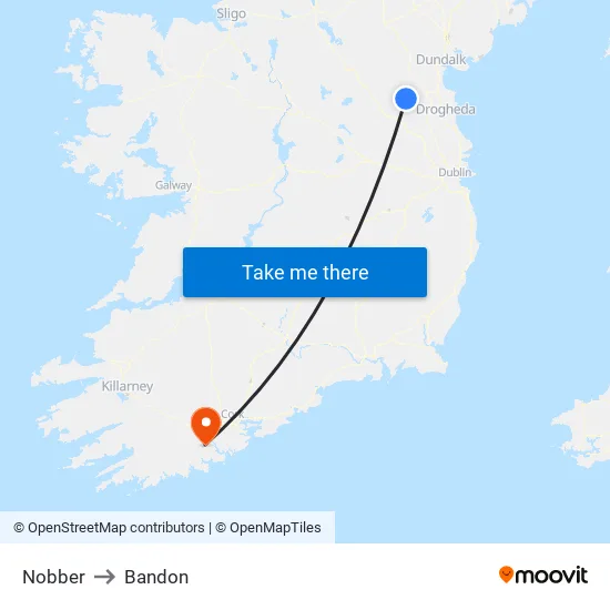 Nobber to Bandon map