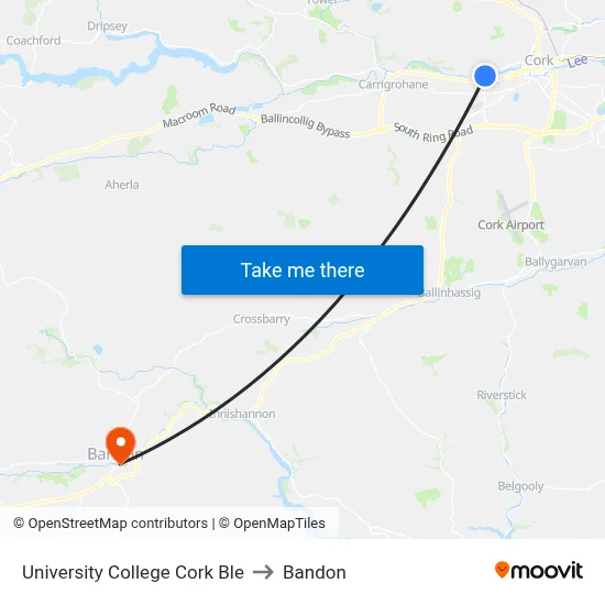 University College Cork Ble to Bandon map