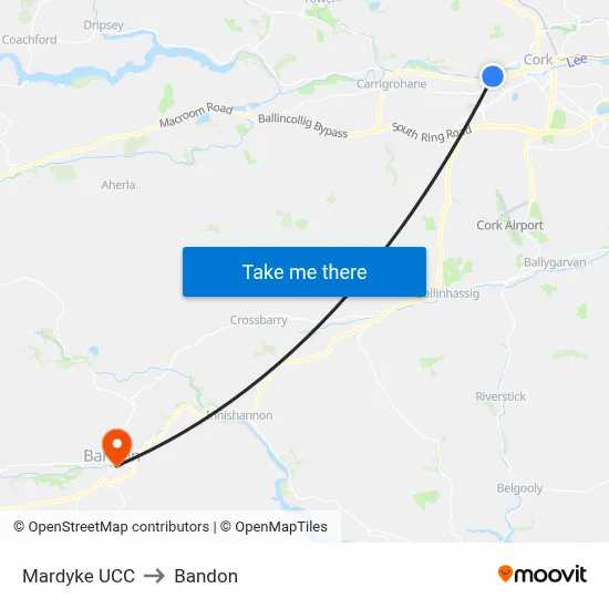 Mardyke UCC to Bandon map