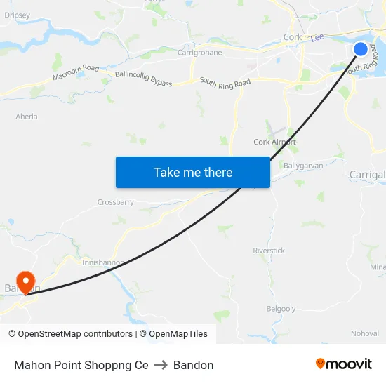 Mahon Point Shoppng Ce to Bandon map