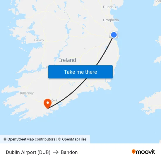 Dublin Airport (DUB) to Bandon map