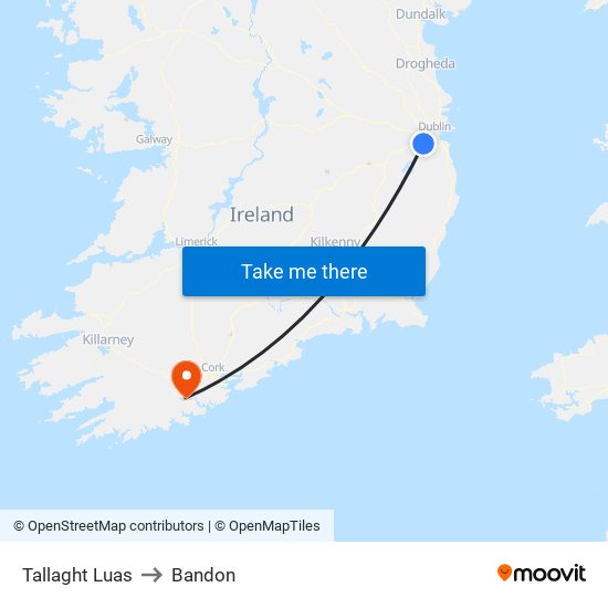 Tallaght Luas to Bandon map