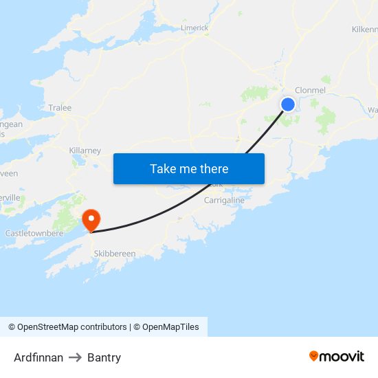 Ardfinnan to Bantry map