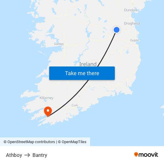Athboy to Bantry map