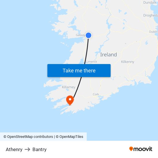 Athenry to Bantry map