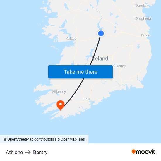 Athlone to Bantry map