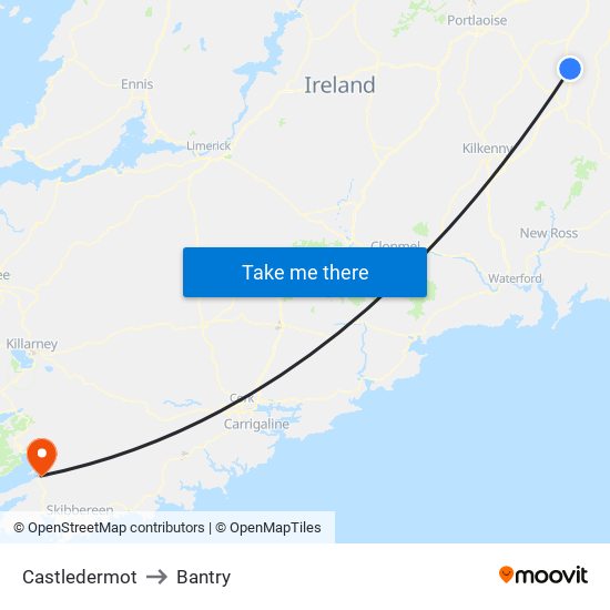 Castledermot to Bantry map