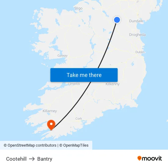 Cootehill to Bantry map