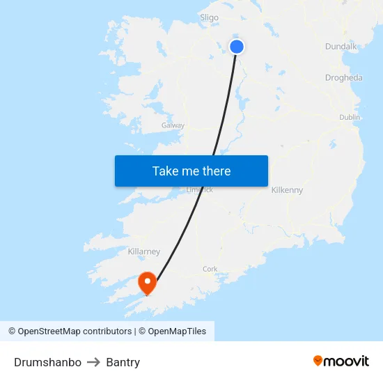 Drumshanbo to Bantry map
