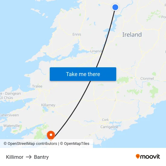 Killimor to Bantry map
