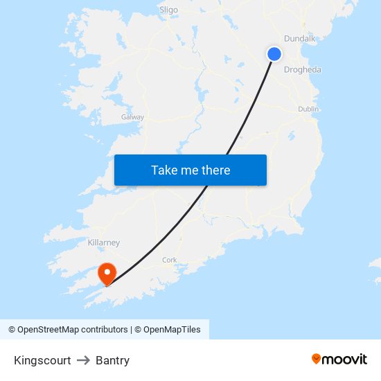 Kingscourt to Bantry map