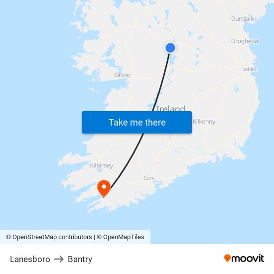 Lanesboro to Bantry map