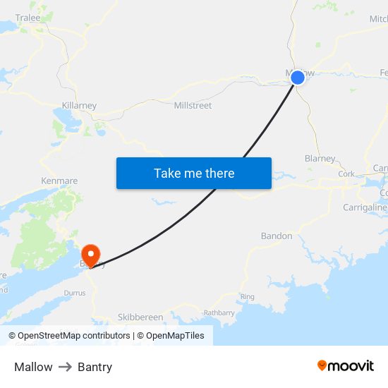 Mallow to Bantry map