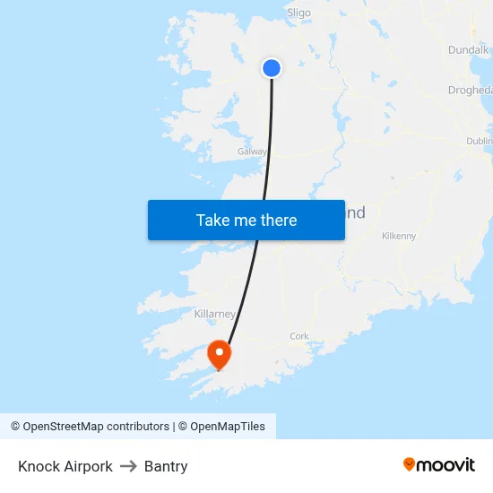 Knock Airpork to Bantry map
