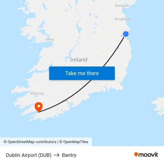 Dublin Airport (DUB) to Bantry map