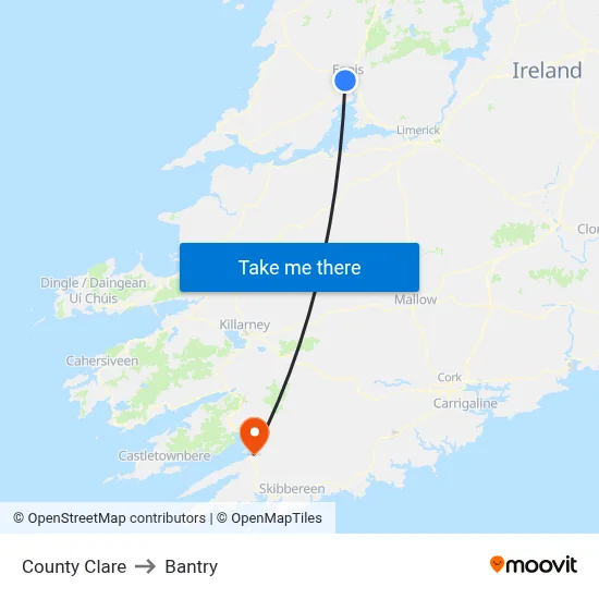 County Clare to Bantry map