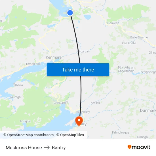 Muckross House to Bantry map