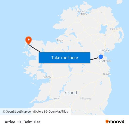 Ardee to Belmullet map