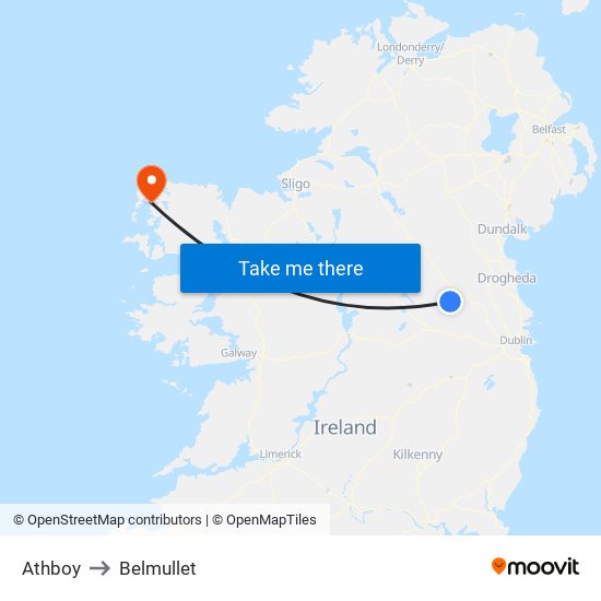 Athboy to Belmullet map