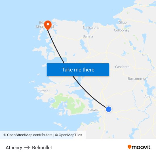 Athenry to Belmullet map