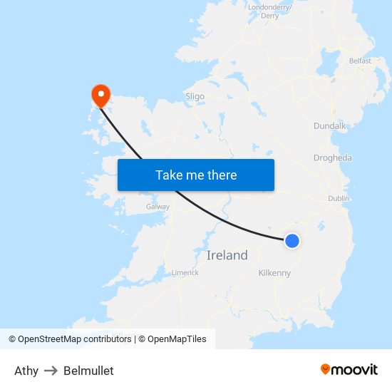Athy to Belmullet map