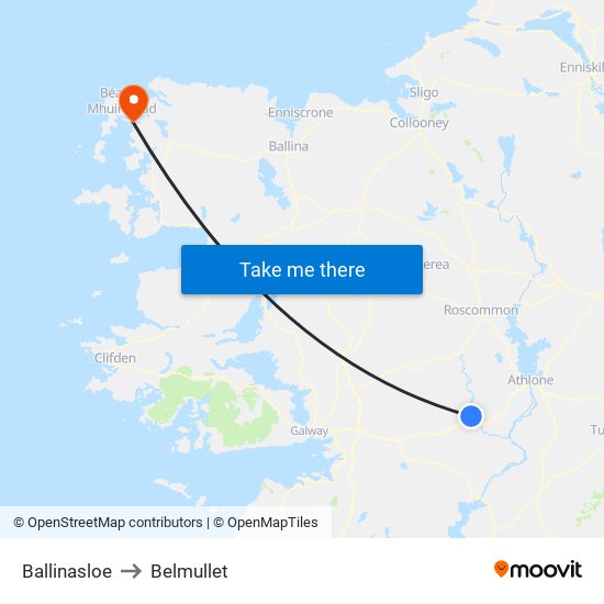 Ballinasloe to Belmullet map