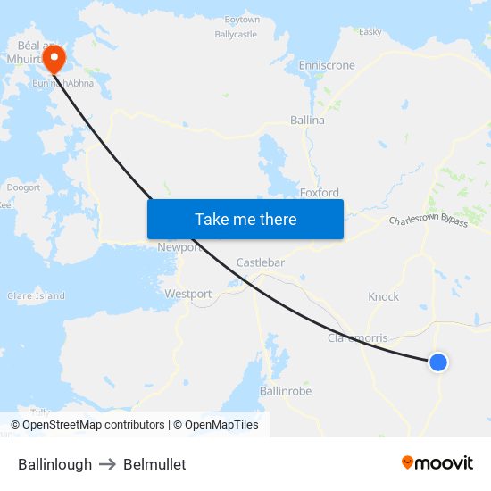Ballinlough to Belmullet map
