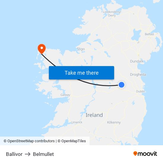Ballivor to Belmullet map